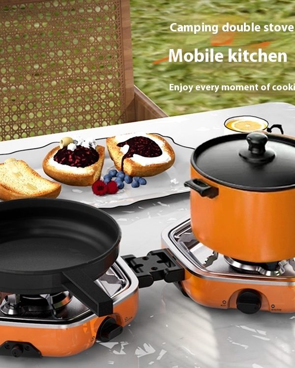 Outdoor Portable Gas Stove Portable Double-headed Folding Camping Stove