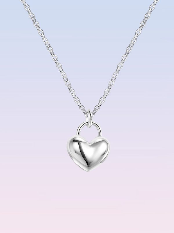 Stylish Sterling Silver Heart Pendant Necklace With A Smooth Finish