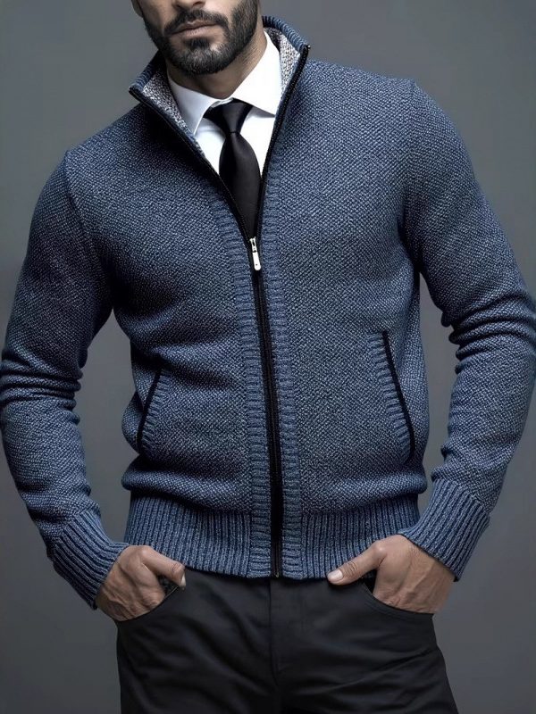 Men's Stand-up Collar Knitted Sweater Coat