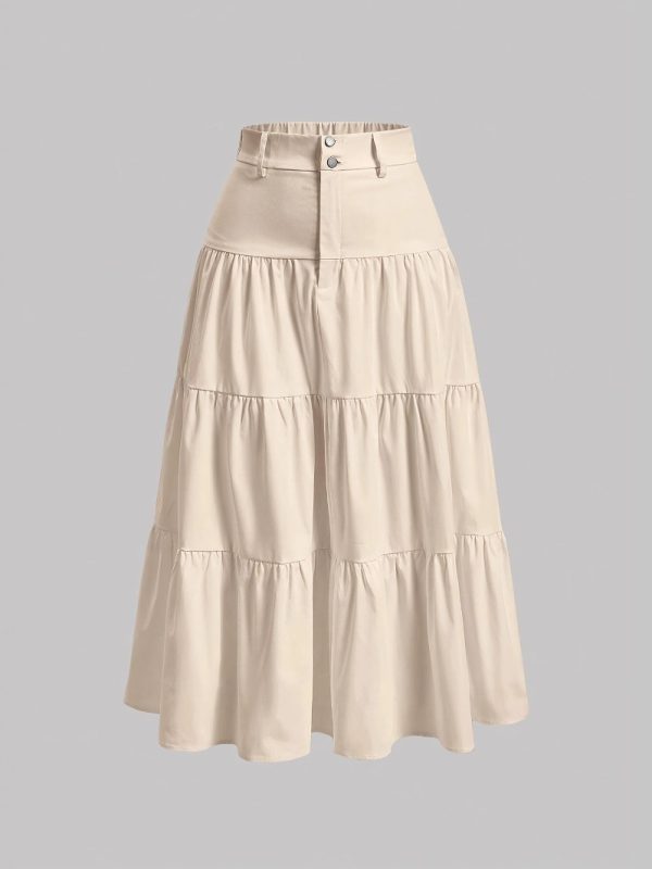 Stylish Womens Solid-color High-waisted Skirt