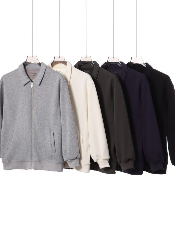 جاكيت ياباني كلاسيكي ثقيل الوزن 420 غرام من صوف الثعلب الفضي بلون موحد مع ياقة وسحاب