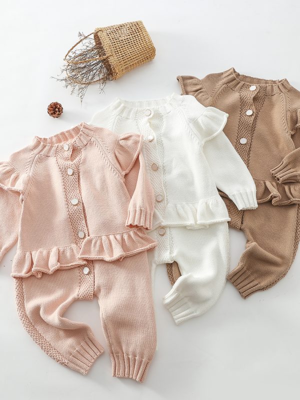 Infant Long Romper Pure Cotton Woolen Bodysuit