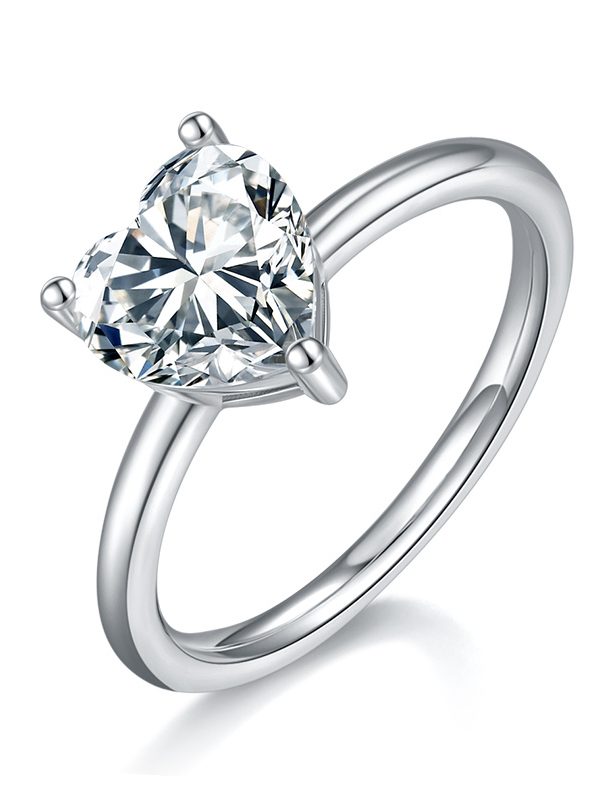 Heart-shaped Moissanite Set With Top-quality Moissanite Luxury And Fashionable Light Luxury Jewelry Silver Ring S925 Silver-plated Platinum