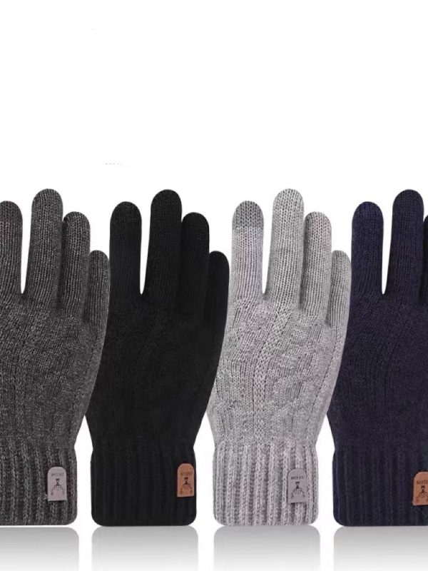Driving And Riding Cold-proof Woolen Knitted Gloves Man