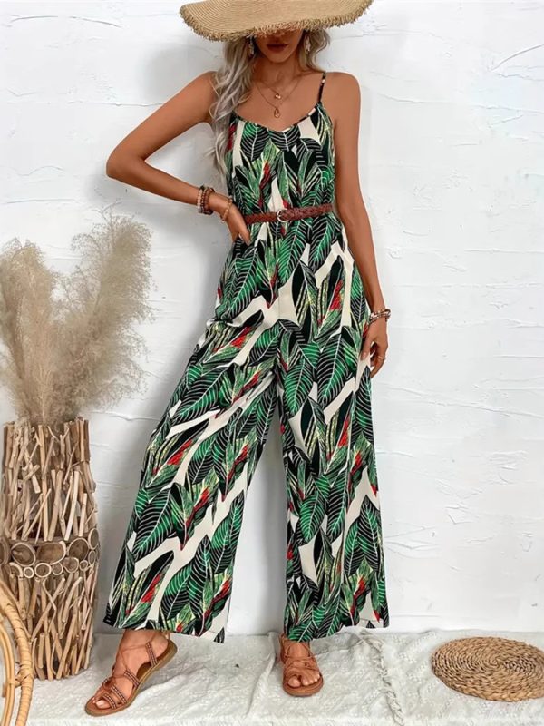 Womens Flowy High-end Printed Cami Jumpsuit