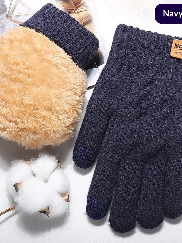 Autumn And Winter Touchscreen Gloves For Men With Fleece Lining