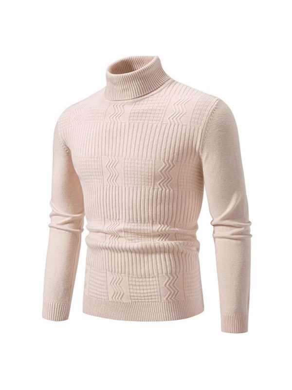 Mens Fashionable Jacquard Pullover In Solid Color For Warmth