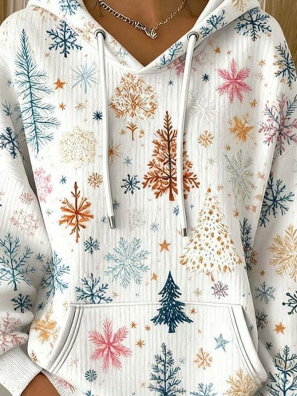 Women's Casual Loose Fashion Waffle Round Neck Sweatshirt