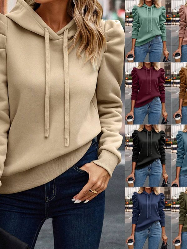 Fashionable Women's Solid-Color Casual Hoodie With Lapel And Hood