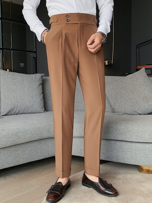 Men's Trousers New Slim Solid Color Small Trousers Straight