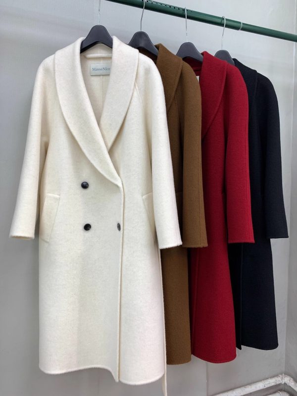 Long Double-faced Wool Coat With A Tie Closure