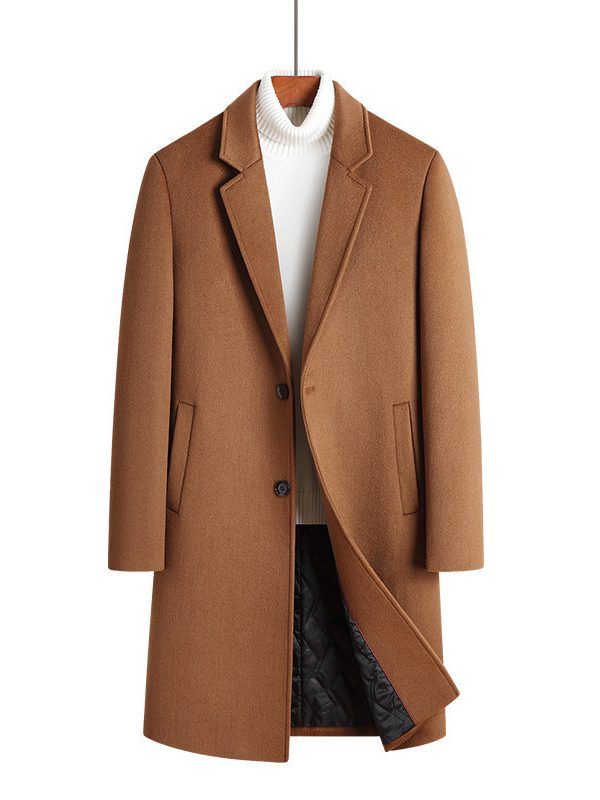 Men's Woolen Overcoat Mid-length Cotton-padded And Thickened