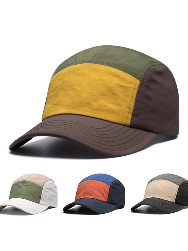 Men's Simple Quick-drying Five-piece Color Matching Curved Brim Baseball Cap