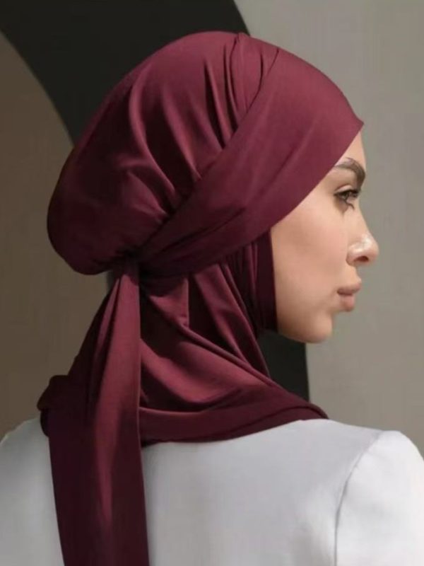 Solid Color Convenient Strap Headscarf Suit