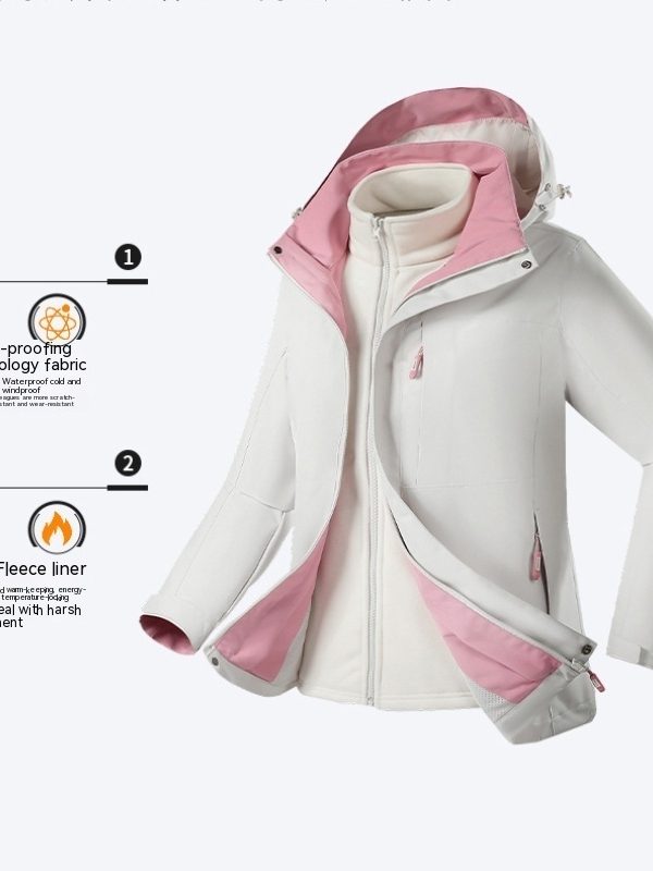 Three-in-one Removable Fleece-lined Thickened Windproof Waterproof Jacket
