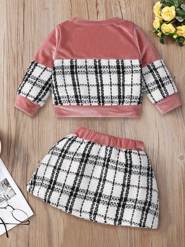 Plaid Print Baby Girl Suit Skirt
