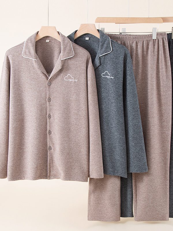 New Womens Solid-color Embroidered Loose-fitting Set