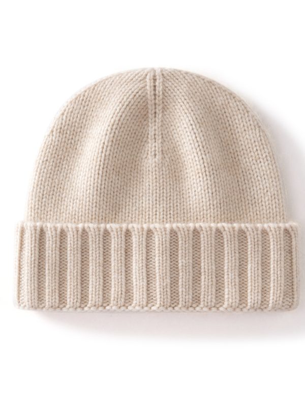 Cashmere Beanie Hat Thick Stripes Men And Women Knitted Flanging Beanie