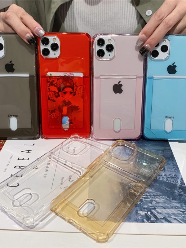Compatible with Apple , Transparent card holder phone case