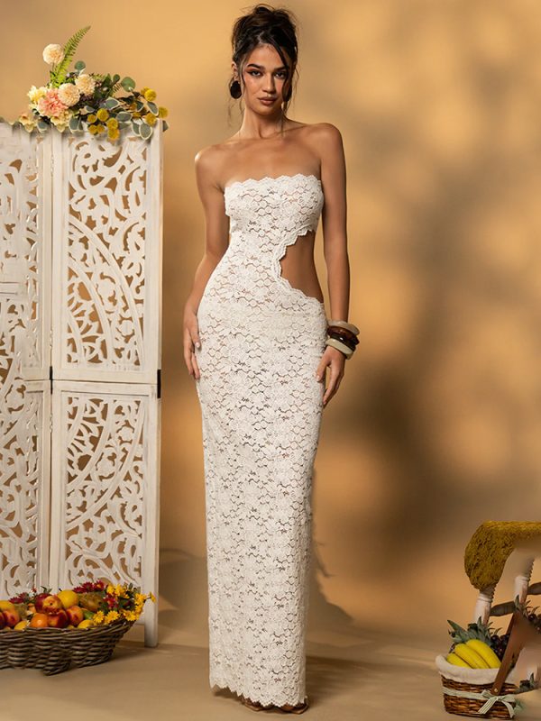 Womens Stylish Hollowed-out Slit Tube Dress