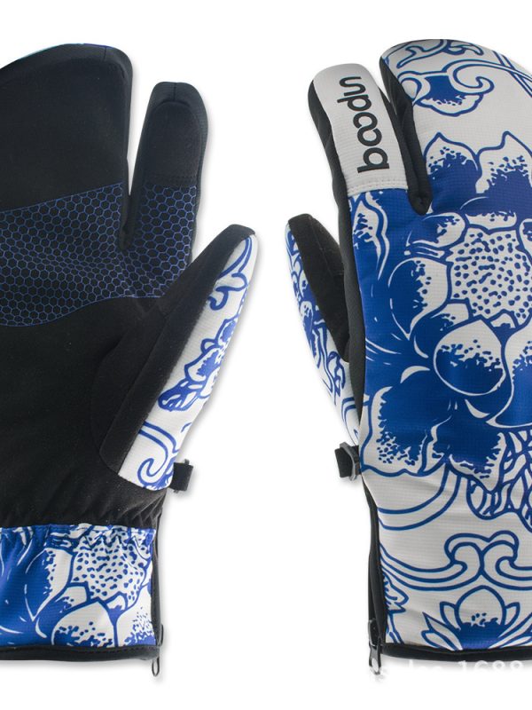 Ski gloves outdoor three-finger warm gloves