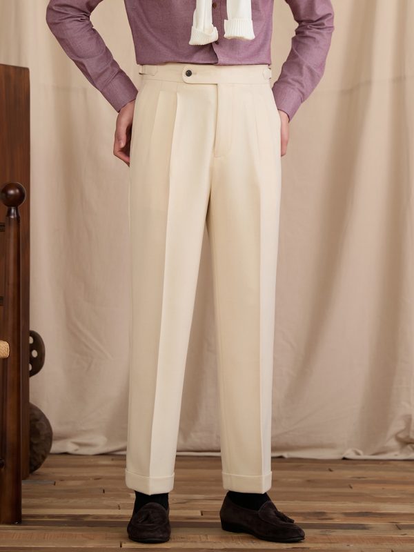 High-waisted Wool-blend Naples Straight-leg Suit Pants