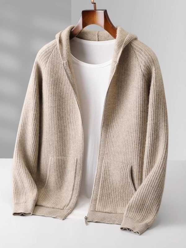 Thickened Zip-up Sweater Made From Pure Wool