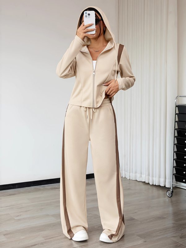Womens Casual Hooded Cardigan Top And Pants Fashion Set