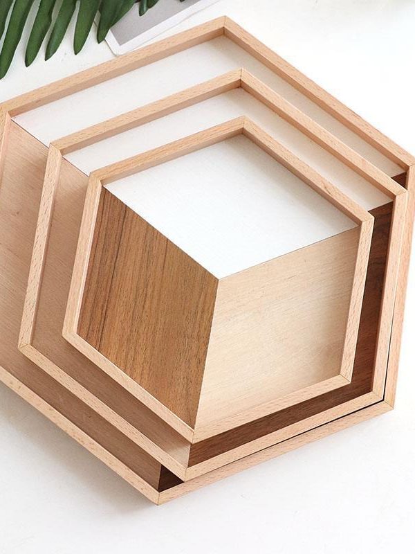 wooden tray wooden plate hexagon