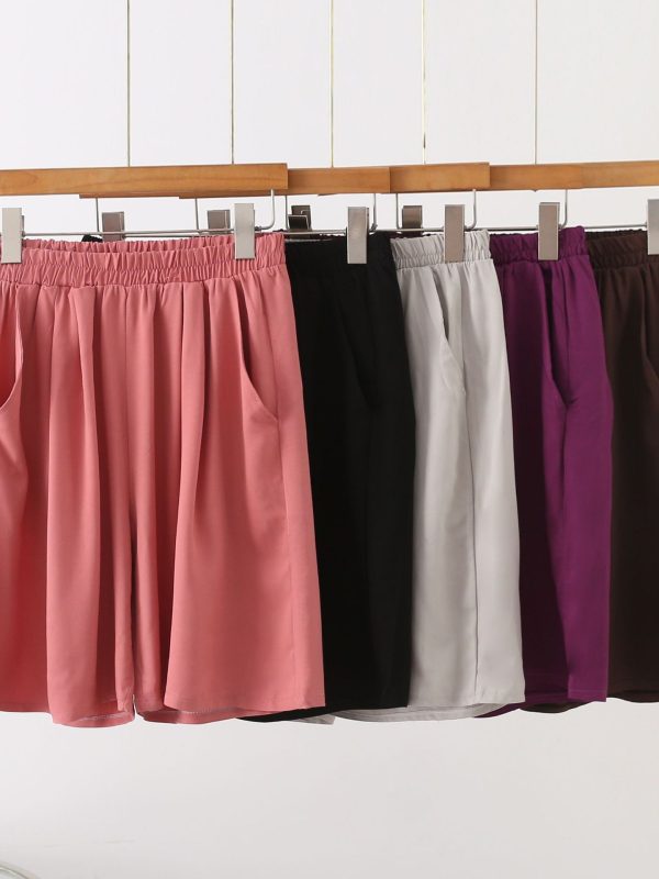 شورت قطني فضفاض بمقاسات كبيرة مع جيوب