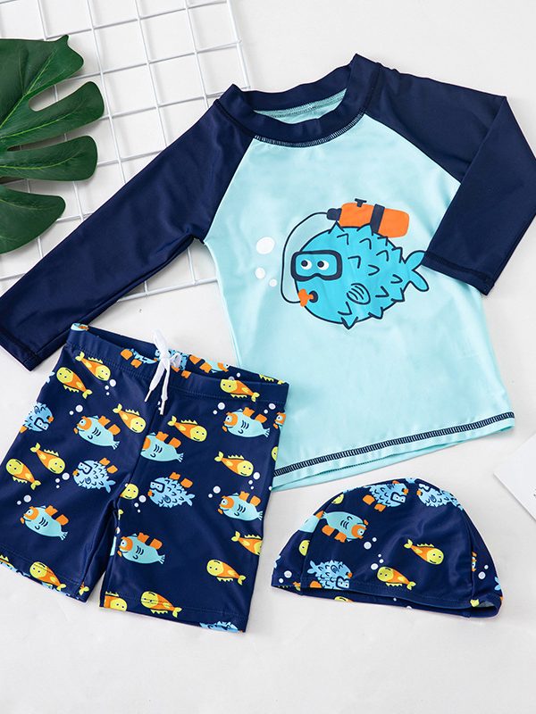 ملابس سباحة للأطفال برسومات كرتونية، مقاسات صغيرة ومتوسطة وكبيرة، مناسبة للينابيع الساخنة