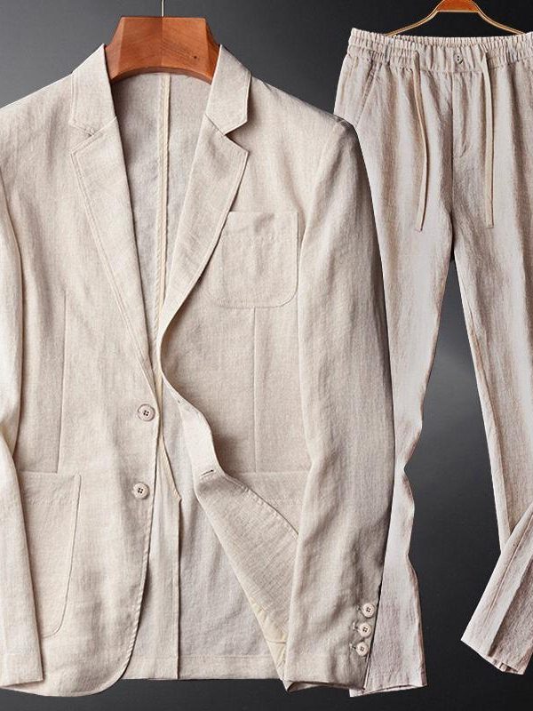 Two-piece Retro Solid Color High-end Simple Casual Suit