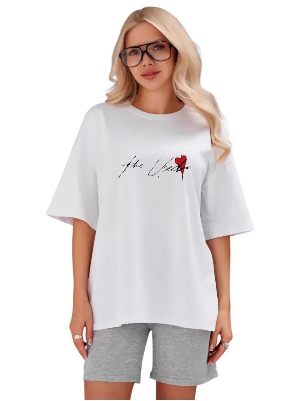 Versatile Minimalist Letter-print Short-sleeve Top For Women
