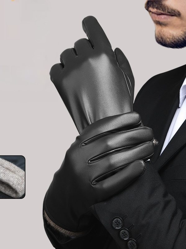 Mens Business-Style Wind- And Water-Resistant Leather Gloves