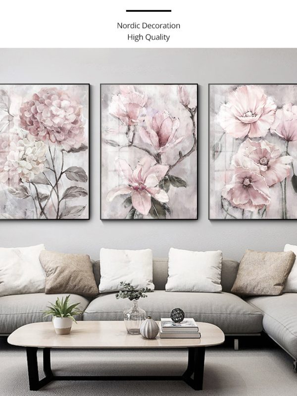 Flower Wall Art Poster Bathroom Living Room Home Decoration Frameless Picture Core
