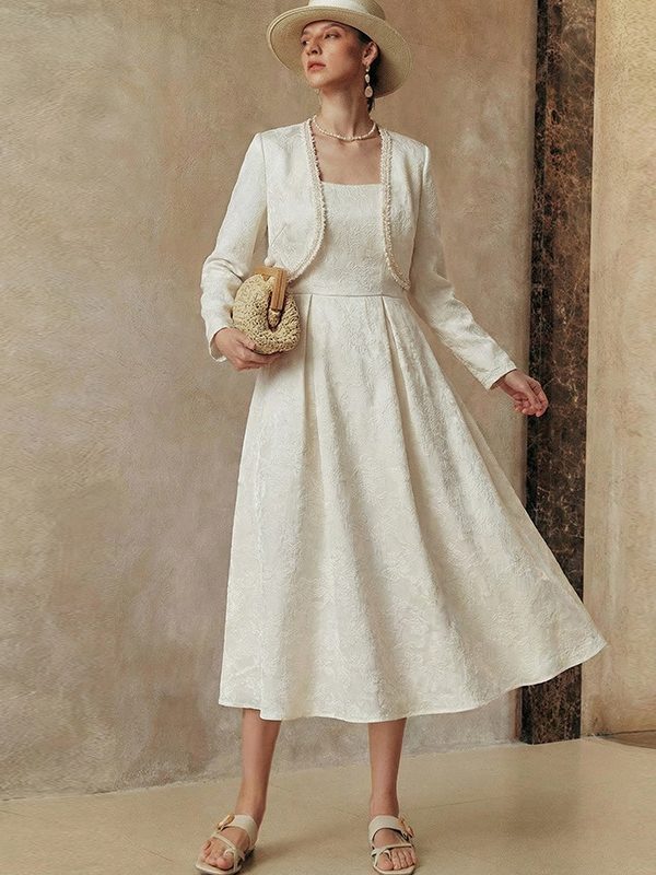 Womens Lounge Wear Jacket Vest And Dress Set