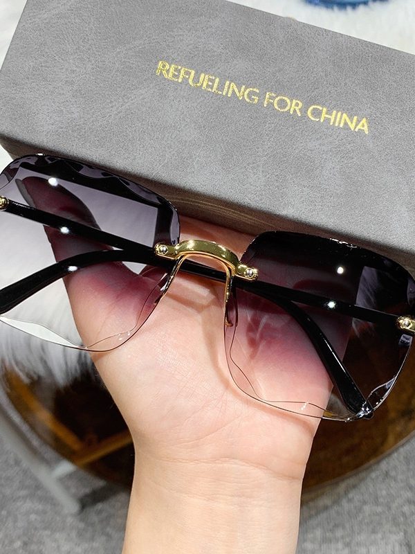 Womens Frameless Trimmed Trendy UV-Protective Glasses