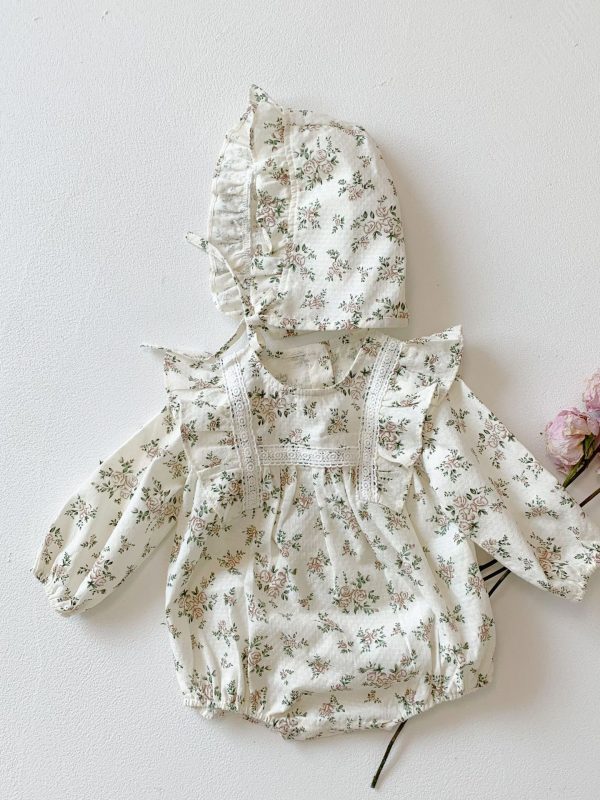 رومبير بناتي بأكمام طويلة مزين بالزهور