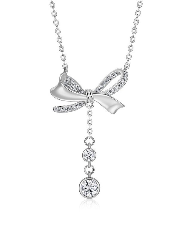 Set With Top-quality Moissanite, This Luxurious And Fashionable Light Luxury Trend Jewelry Necklace Pendant Is Made Of S925 Silver Electroplated With Platinum