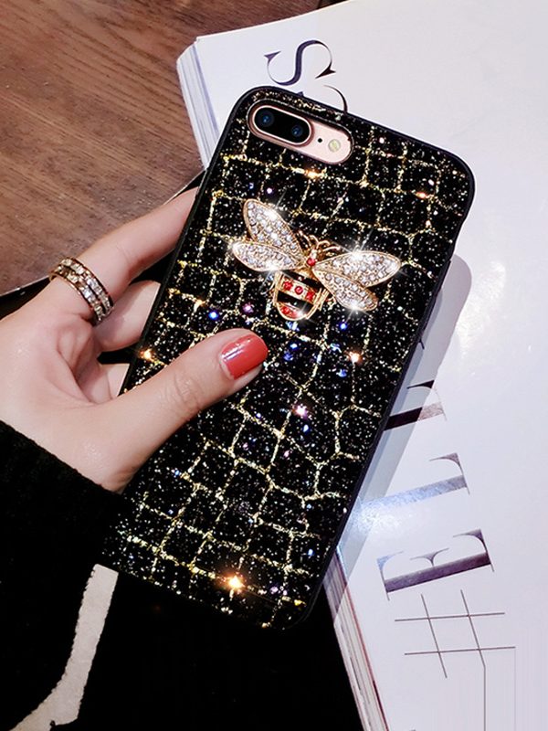 Glitter bee phone case