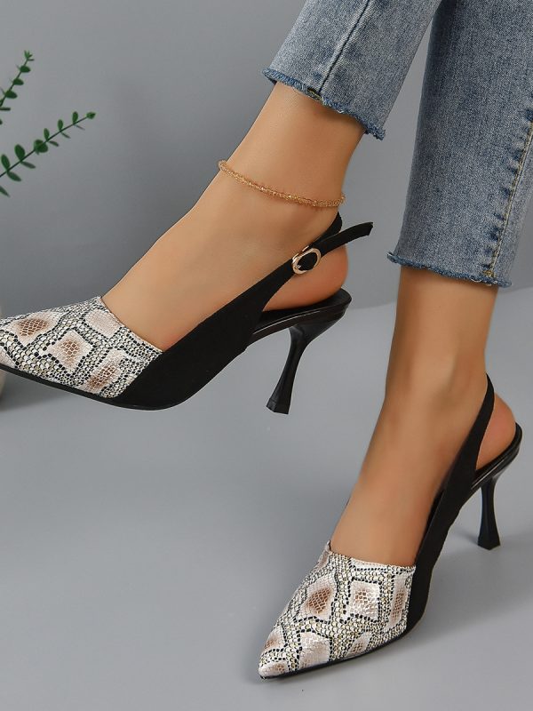 Snake Skin Pattern Face High-heeled Fashion Sandals Female
