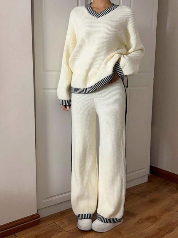 New Korean-style Jacquard Crew-neck Long-sleeve Set