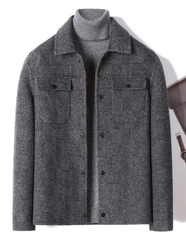 New Alpaca Double-faced Woolen Goods Cashmere Short Wool Jacket Men