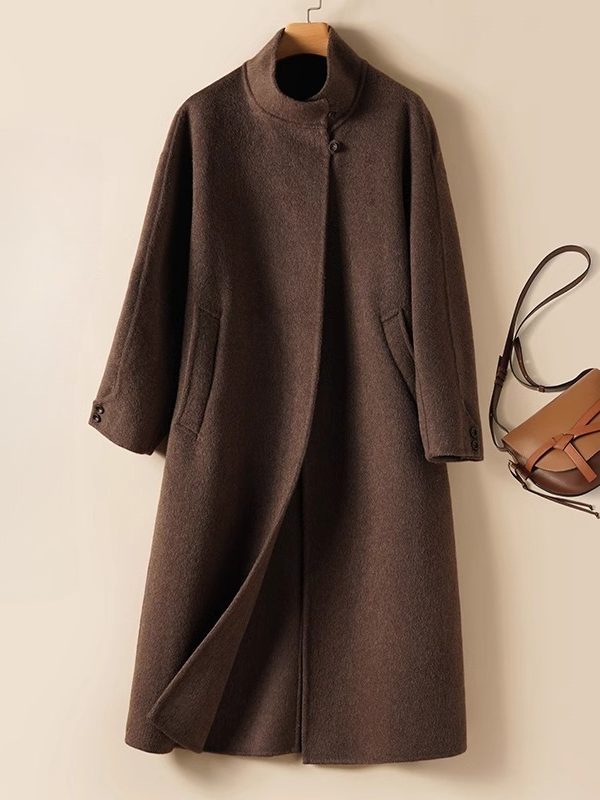 Long Stand-up Collar High-grade Double-sided Woolen Coat