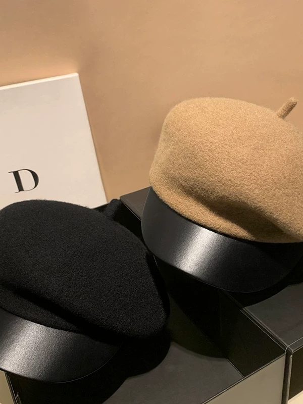 Womens Oversized Wool Patchwork Beret In Korean Style For FallWinter