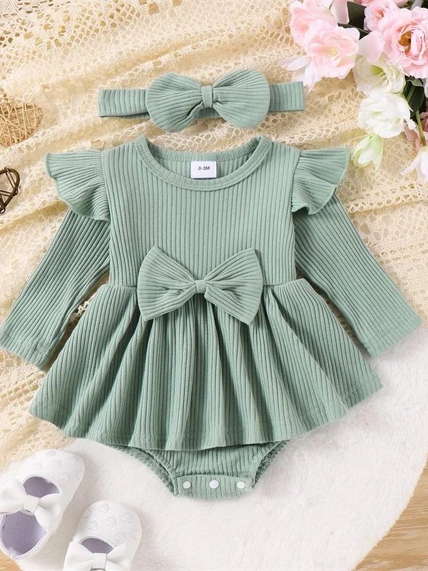 Clothes For Babies Long Sleeve Sunken Stripe Small Skirt