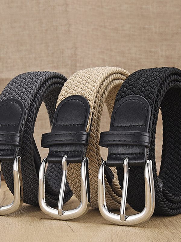 New Men's And Women's Woven Belt Elastic Stretch Punch-free