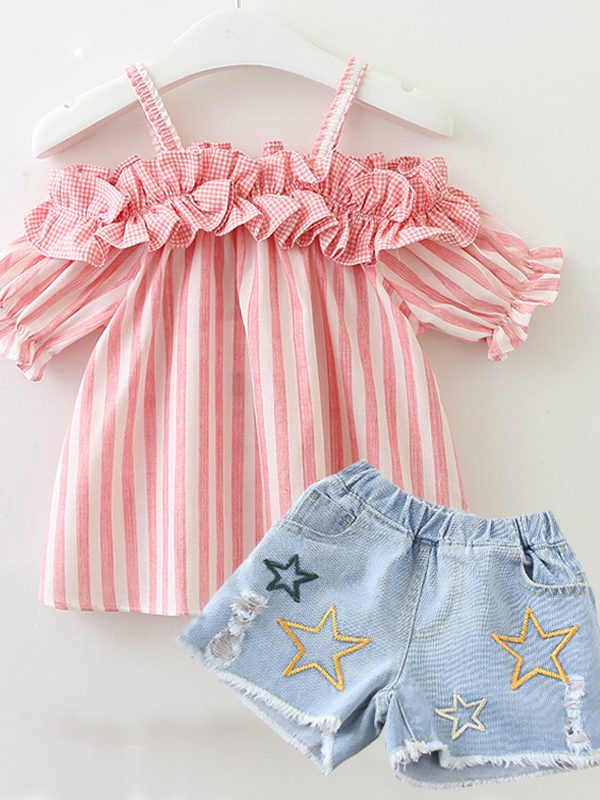 طقم تي شيرت وبنطلون جينز للأطفال