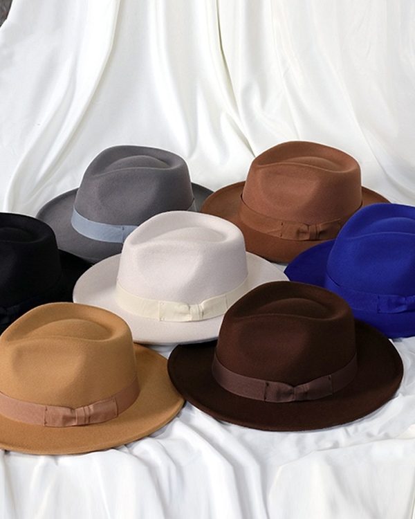 Bowknot Top Hat Love Hat Head Felt Cap Small Curling Men's Top Hat Retro Jazz Hat