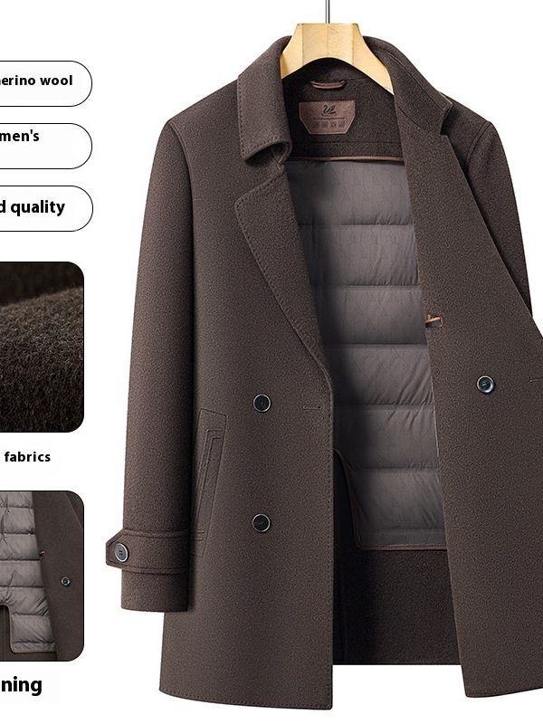 Double-sided Wool Overcoat Men's Mid-length Suit Collar Woolen Coat